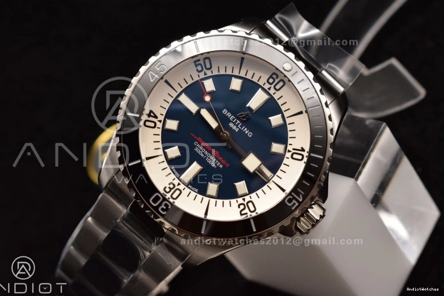 Best SuperOcean Dial on 44 Bracelet SS 481 TF Automatic Edition White AllSeason A 1:1 Blue 0214